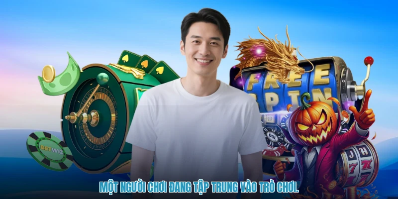 Một người chơi đang tập trung vào trò chơi.
